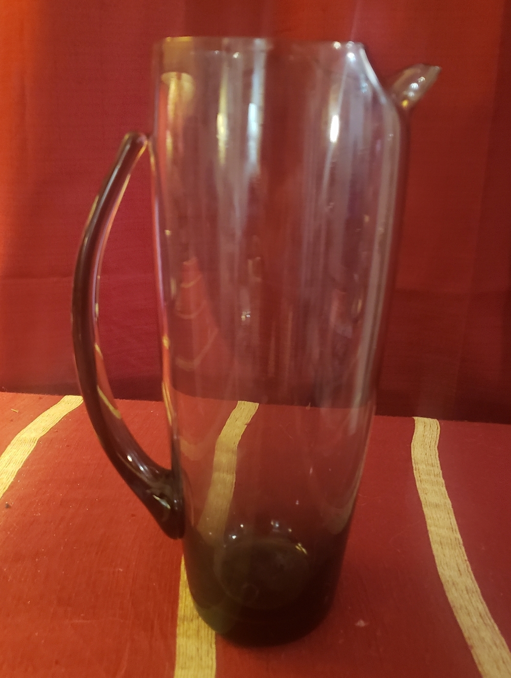 Smoke Glass Martini Pitcher  w/slim handle and ice guard, mid-century modern Vtg